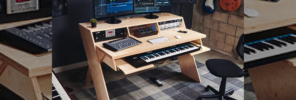 output launch platform, a studio desk for musicians
