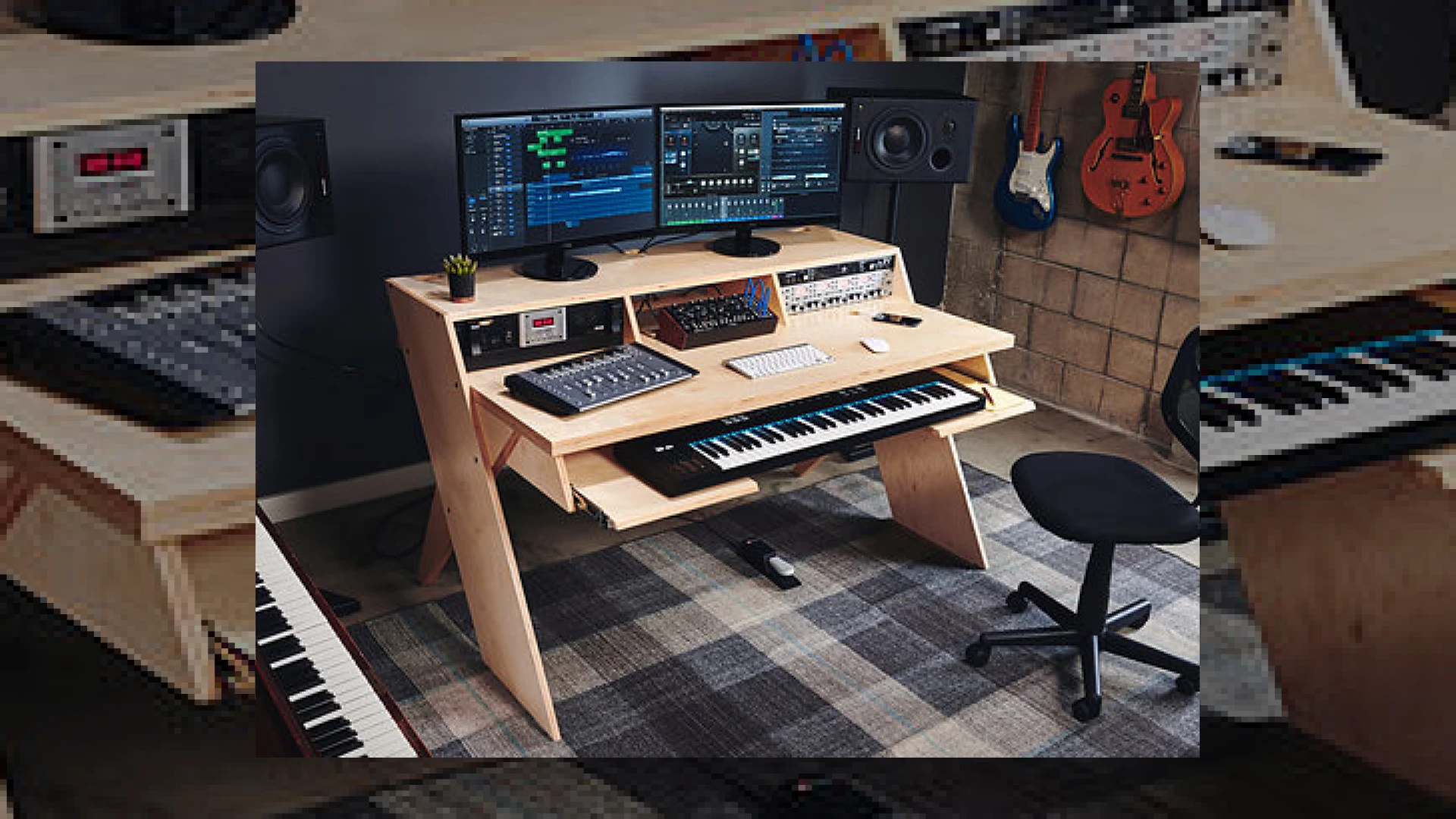 output launch platform, a studio desk for musicians